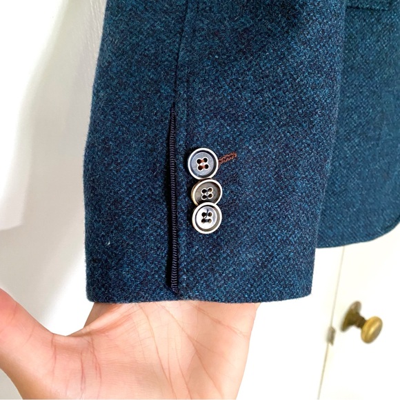 👔 MEN’S RIVER ISLAND DARK BLUE WOOL BLEND BLAZER JACKET! - Picture 4 of 14